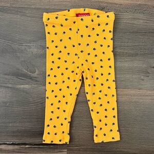Vintage ESPRIT Baby Toddler Bright Gold Ribbed Floral Print Leggings Size 18m